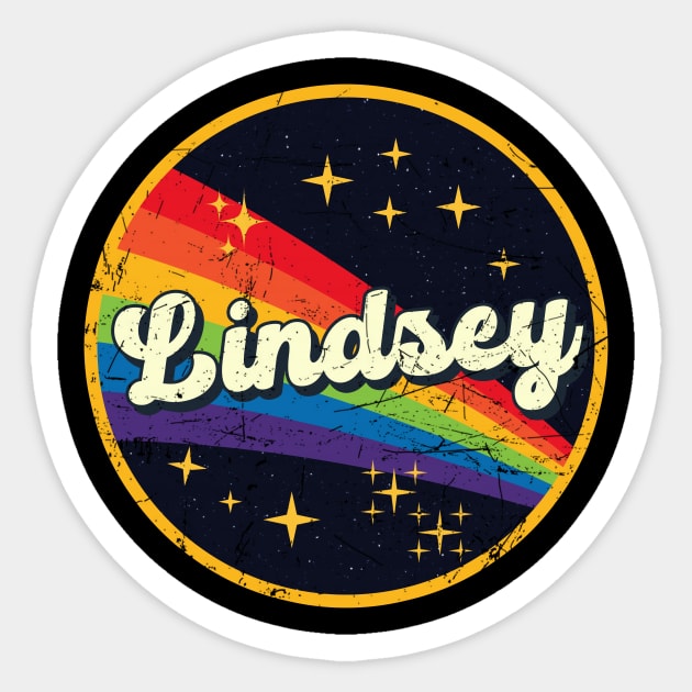 Lindsey // Rainbow In Space Vintage Grunge-Style Sticker by LMW Art